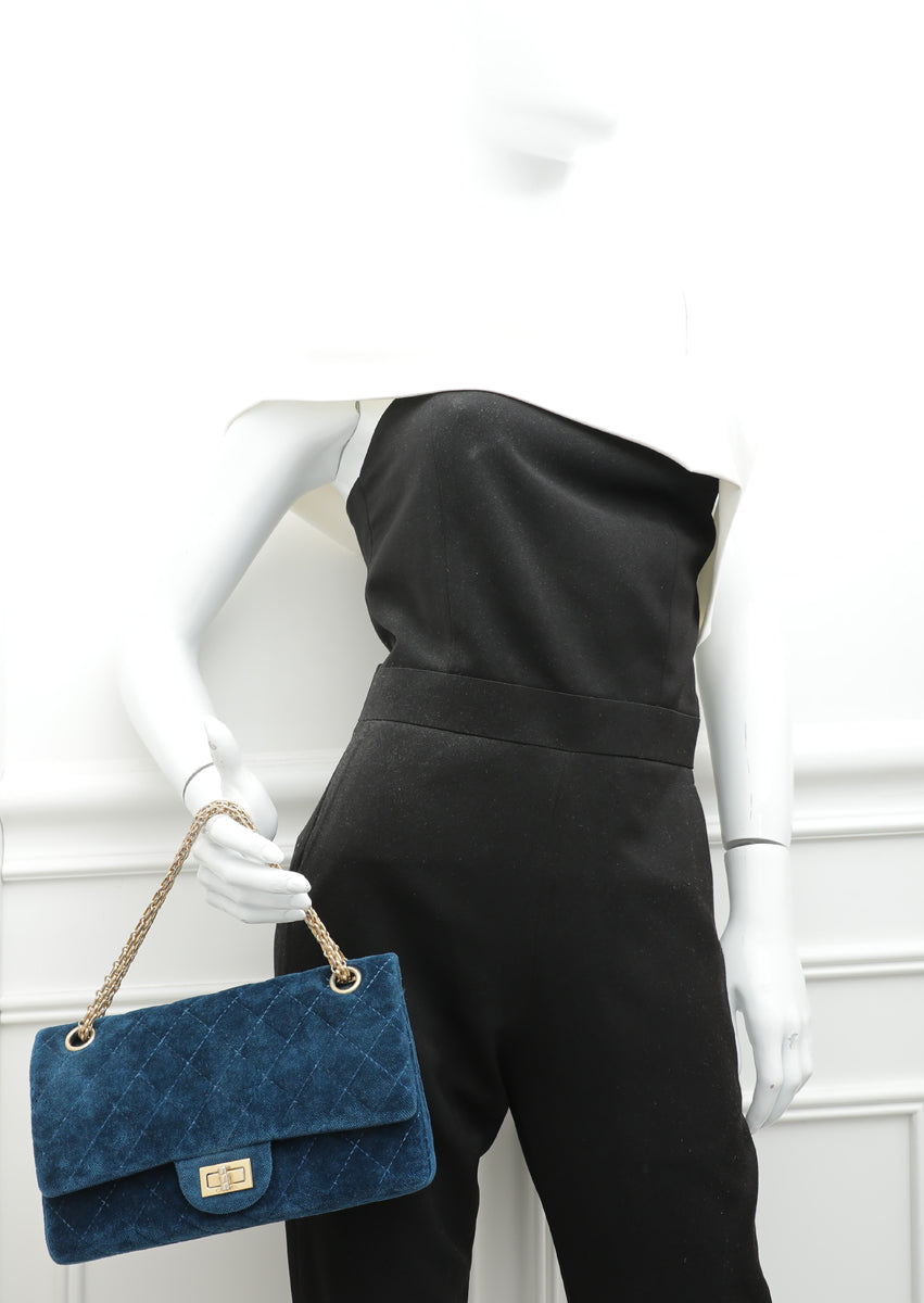 Chanel Blue Velvet Reissue Double Flap Bag