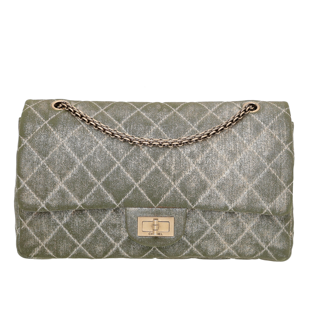 Chanel Metallic Khaki Denim Reissue Double Flap Bag-Chanel-THE CLOSET
