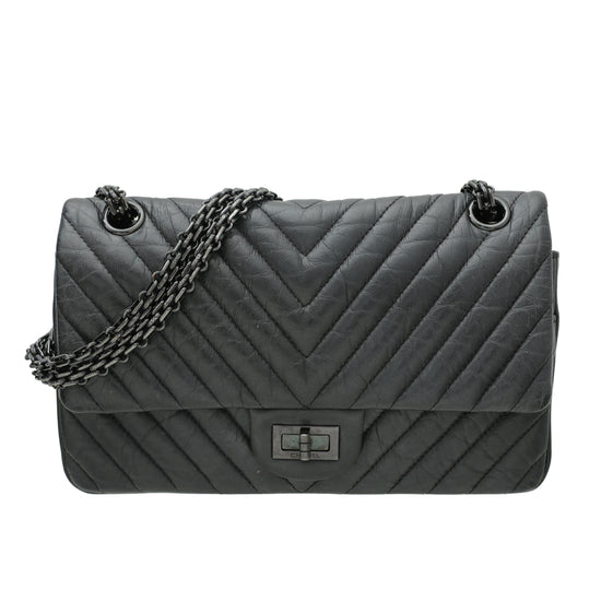 Chanel Black Reissue So Black Double Flap 255 Bag