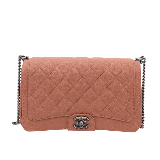 Chanel Caramel Reversed Lock Jumbo Bag