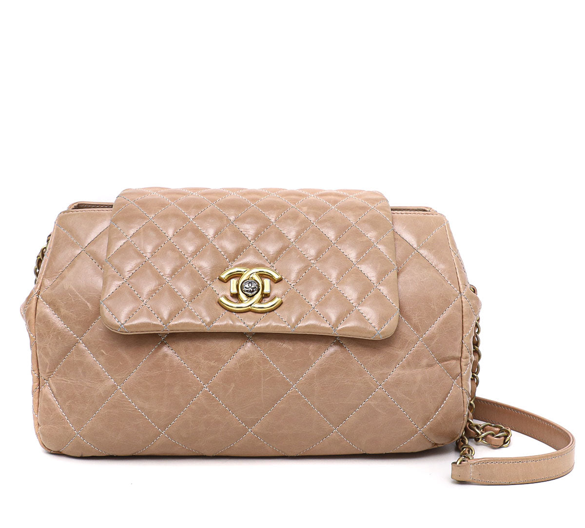 Chanel Light Orange Semi Hobo Flap Bag Small-Chanel-THE CLOSET