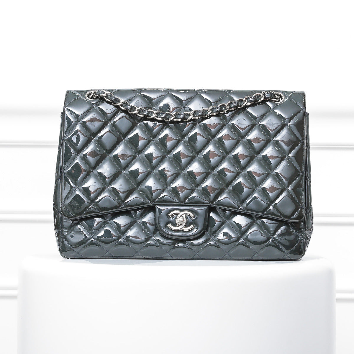 Chanel Forest Green Classic Single Flap Maxi-Chanel-THE CLOSET