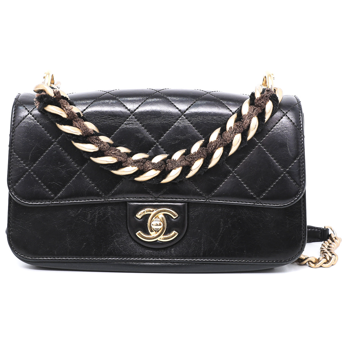 Chanel Black Straight Lined Flap Quilted Iridescent Bag Small-Chanel-THE CLOSET