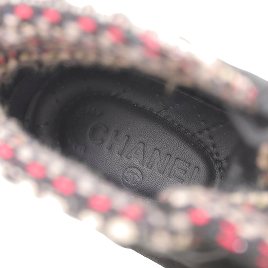 Chanel Black Suede Tweed High Top Sneakers 36.5