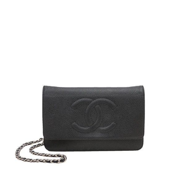 Chanel Black CC Timeless Wallet On Chain