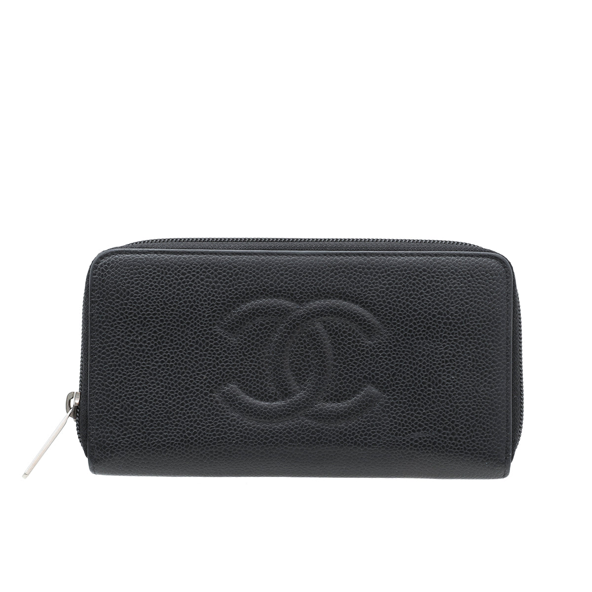 Chanel Black Timeless CC Zip Around Wallet