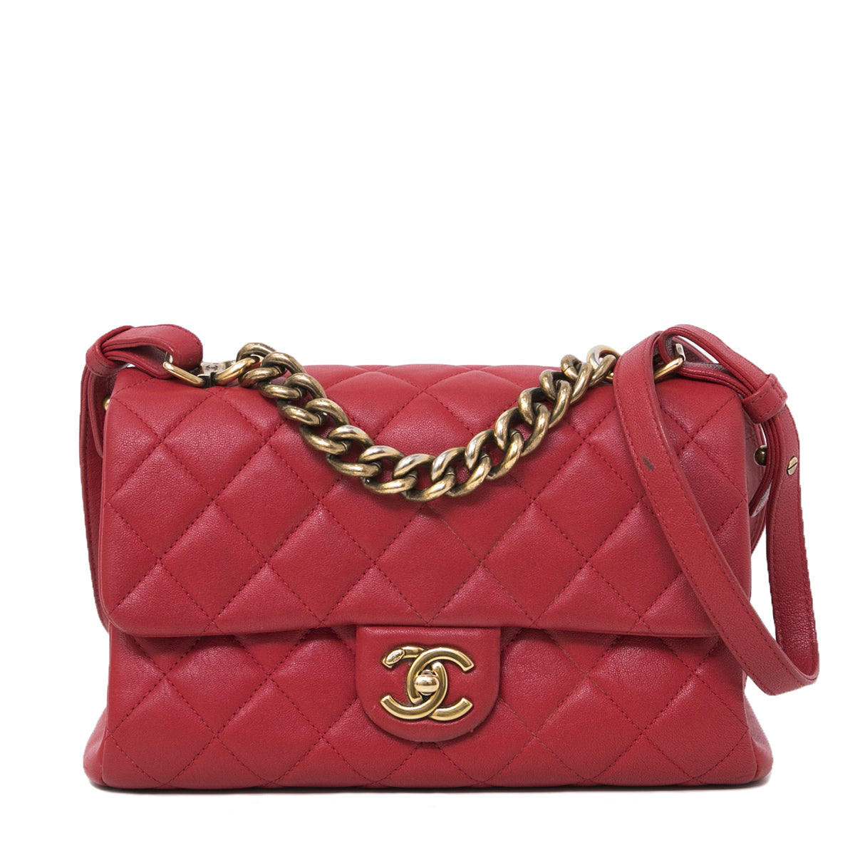 Chanel Red Trapezio Flap Bag Small