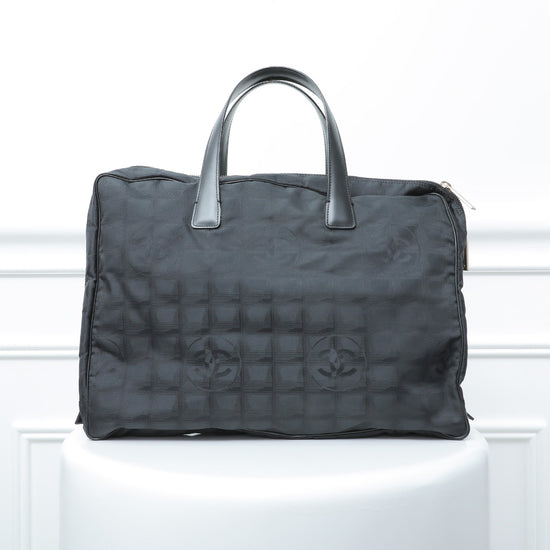 Chanel Black Travel Line Logo Document Bag