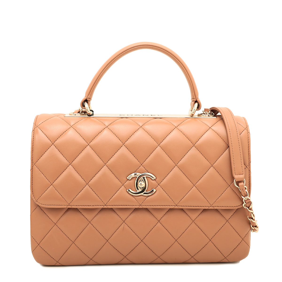 Chanel Caramel Trendy CC Top Handle Flap Bag Medium