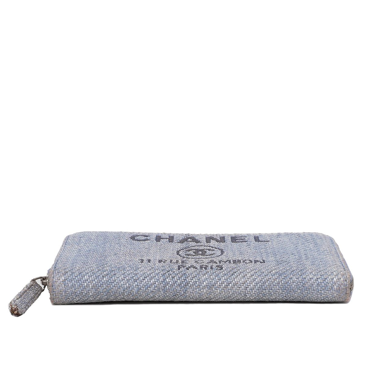 Chanel Light Blue Tweed Deauville Zip Around Wallet-Chanel-THE CLOSET