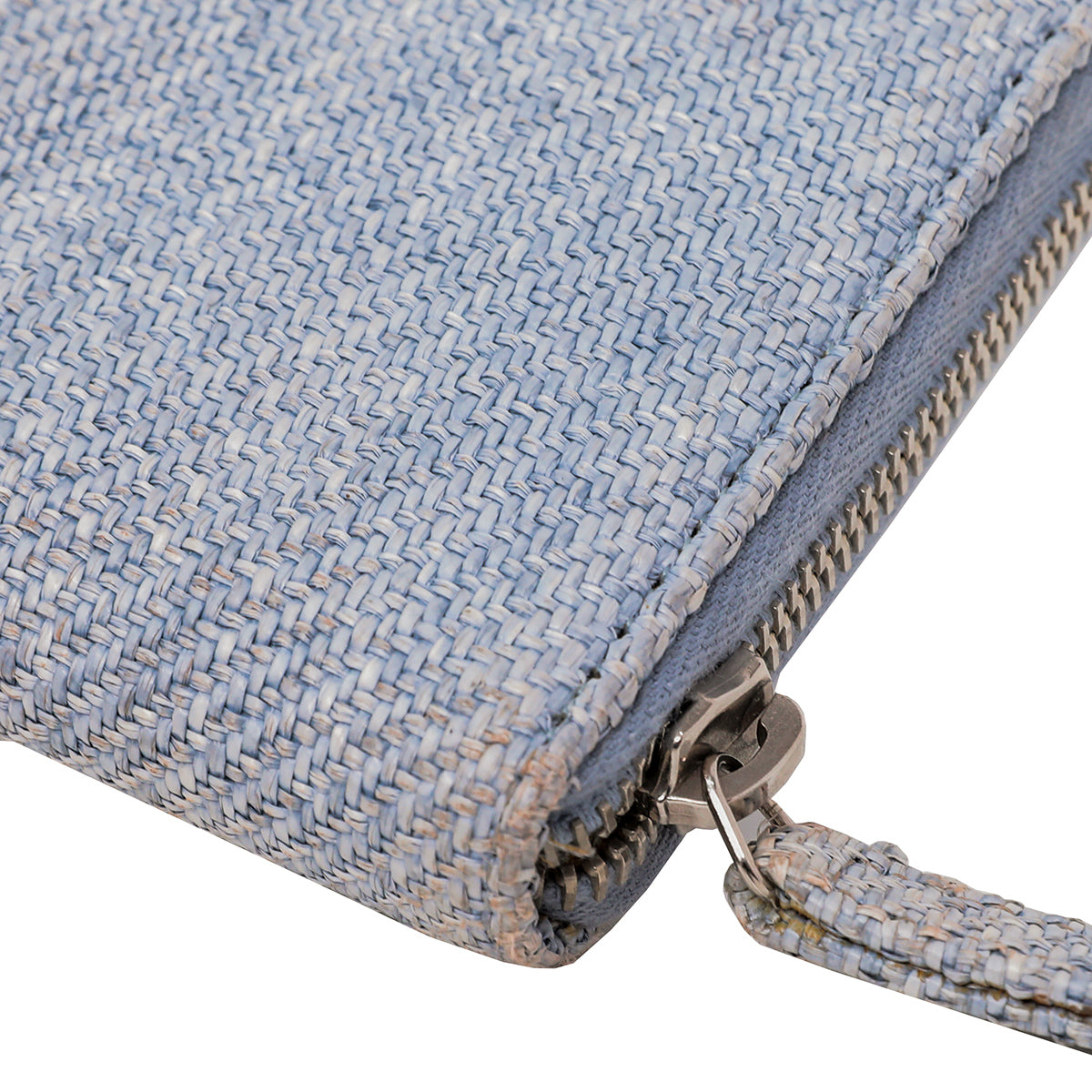Chanel Light Blue Tweed Deauville Zip Around Wallet-Chanel-THE CLOSET
