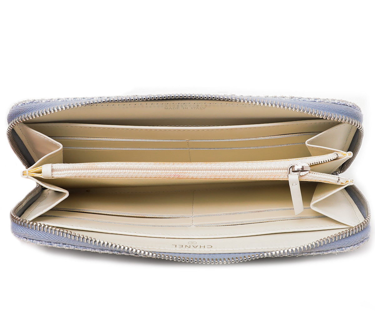 Chanel Light Blue Tweed Deauville Zip Around Wallet-Chanel-THE CLOSET