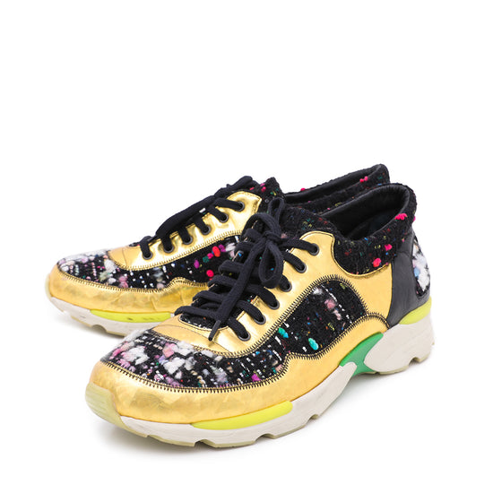 Chanel Multicolor Tweed Runway Sneakers 38