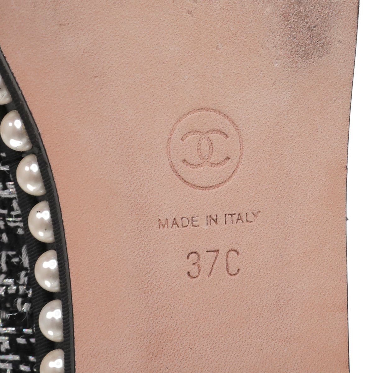 Chanel Black Silver Tweed Pearl Lace Up Oxford 37-Chanel-THE CLOSET