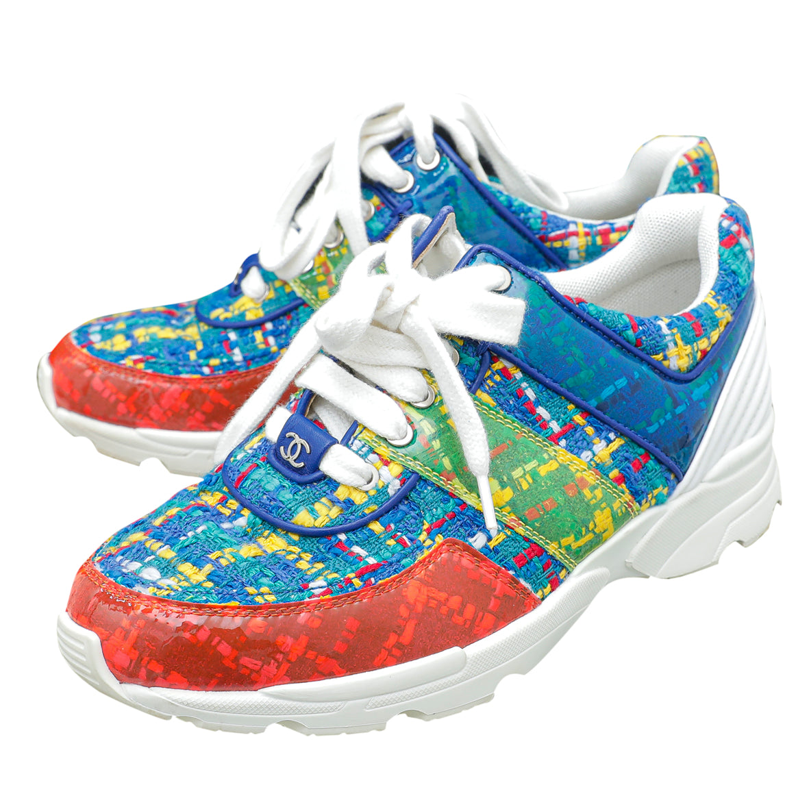 Chanel Blue Multicolor Tweed PVC Sneakers 36.5-Chanel-THE CLOSET