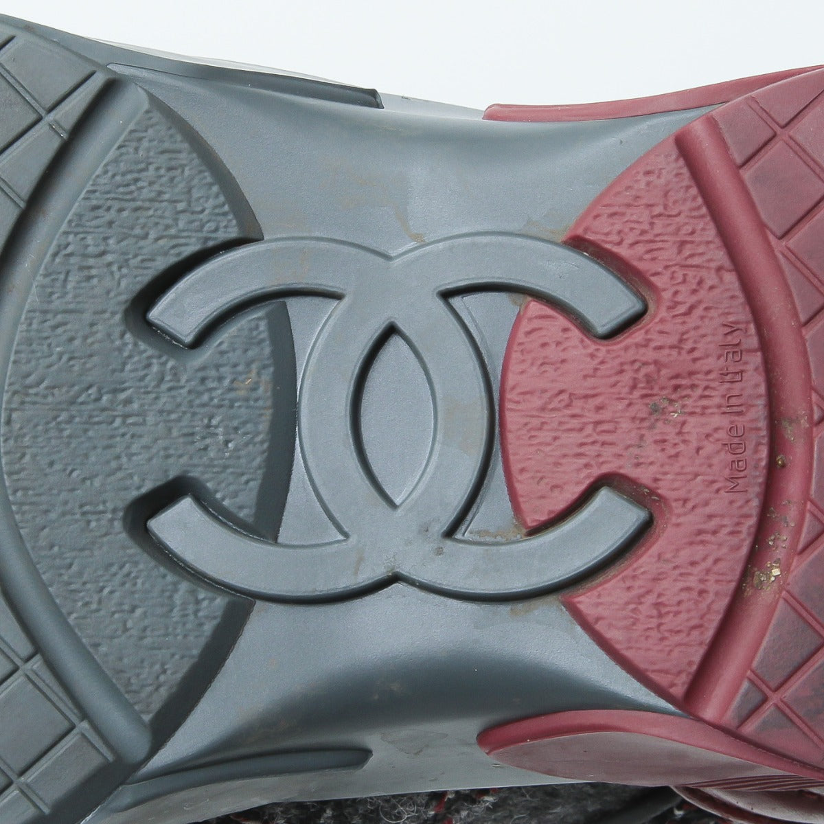 Chanel Grey -Red Tweed Sneakers 39-Chanel-THE CLOSET
