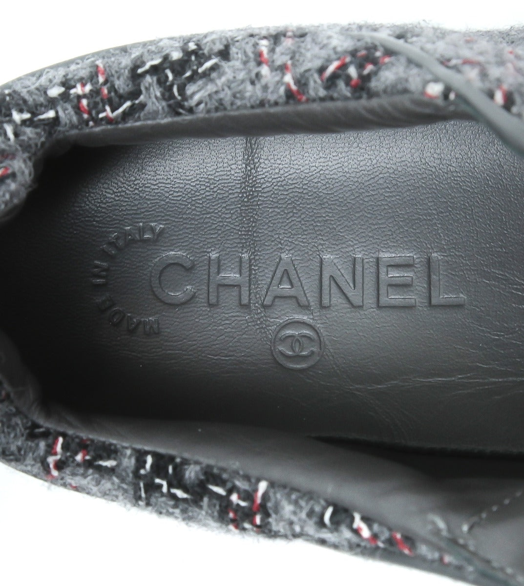 Chanel Grey -Red Tweed Sneakers 39-Chanel-THE CLOSET