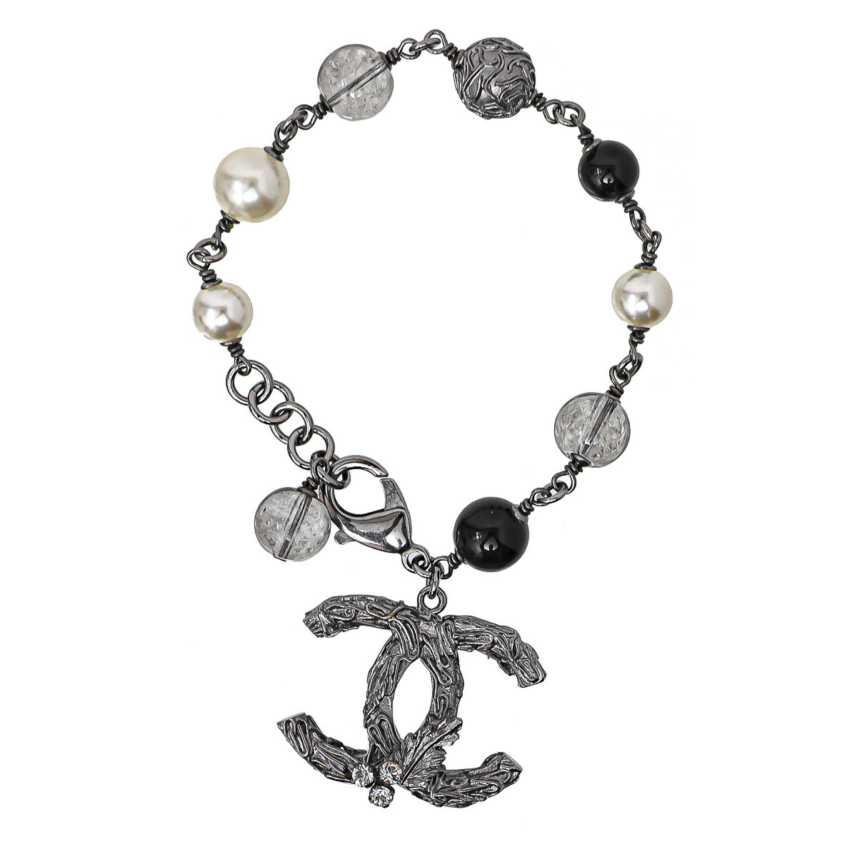 Chanel Ruthenium Vined CC Leaf Beaded Bracelet-Chanel-THE CLOSET