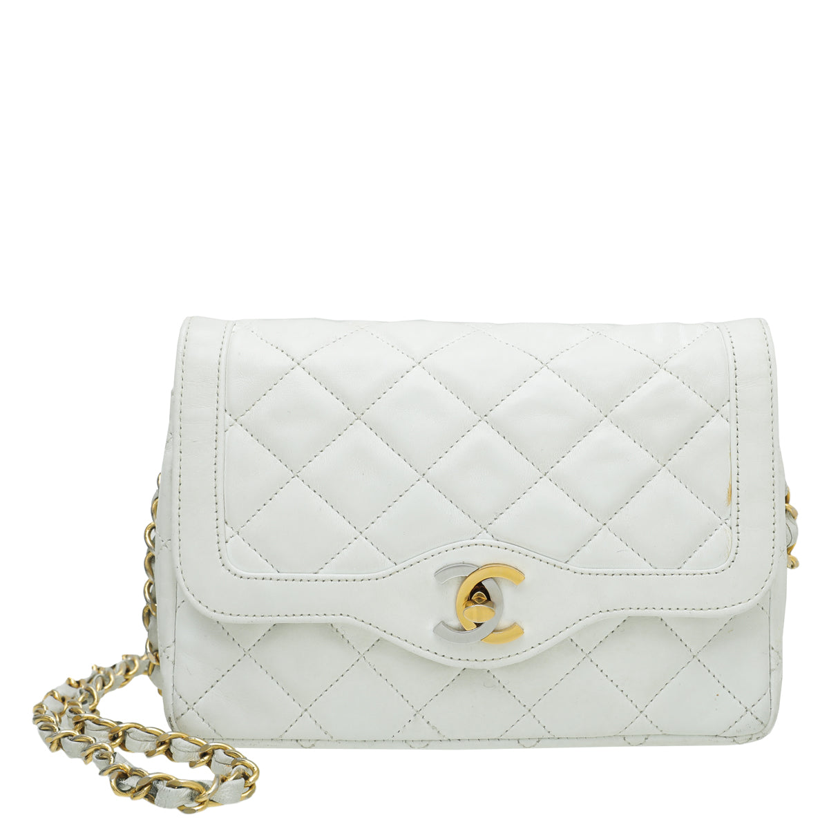 Chanel White Vintage CC Paris Mini Flap Bag