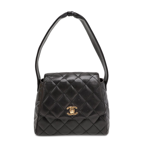 Chanel Black Vintage Trapezoid Flap Tied Shoulder Bag