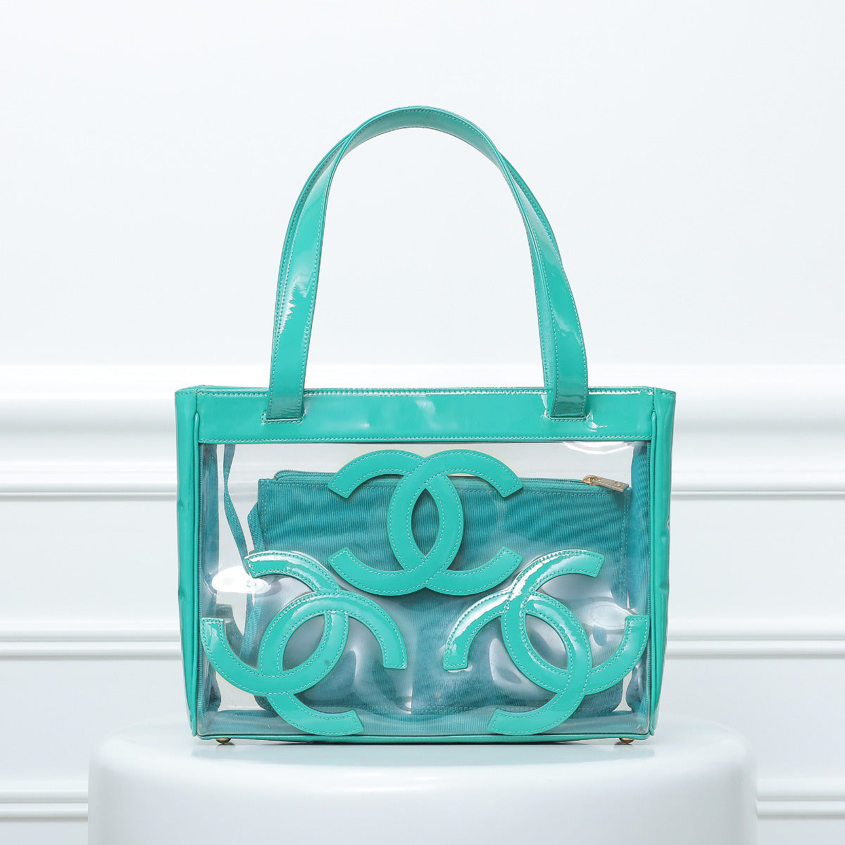 Chanel Green CC Logo Beach Tote Bag-Chanel-THE CLOSET