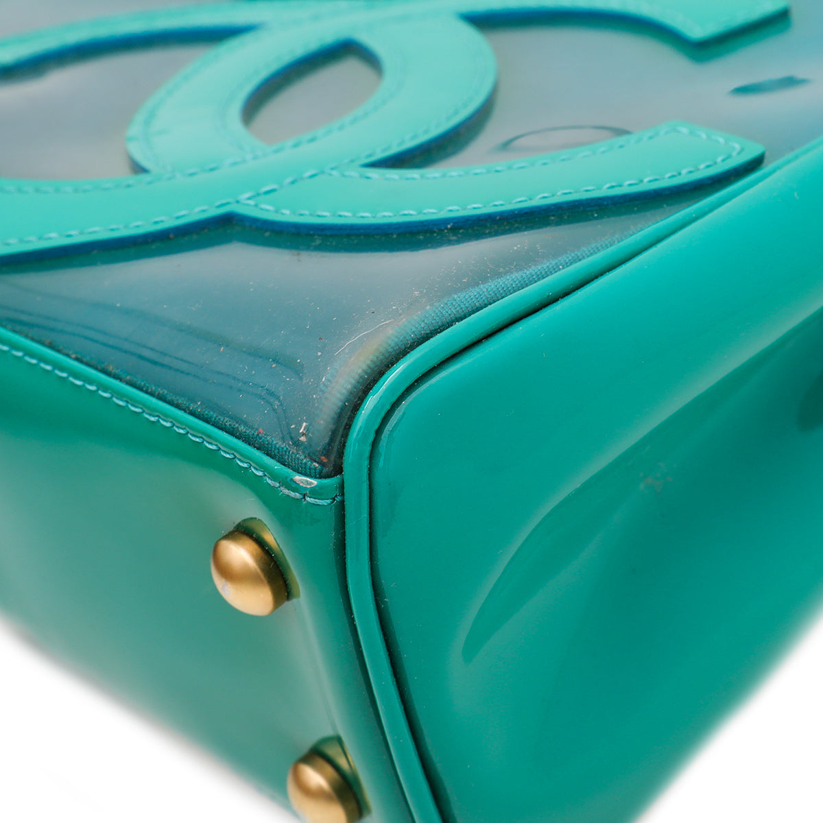 Chanel Green Vinyl CC Logo Beach Tote Bag-Chanel-THE CLOSET