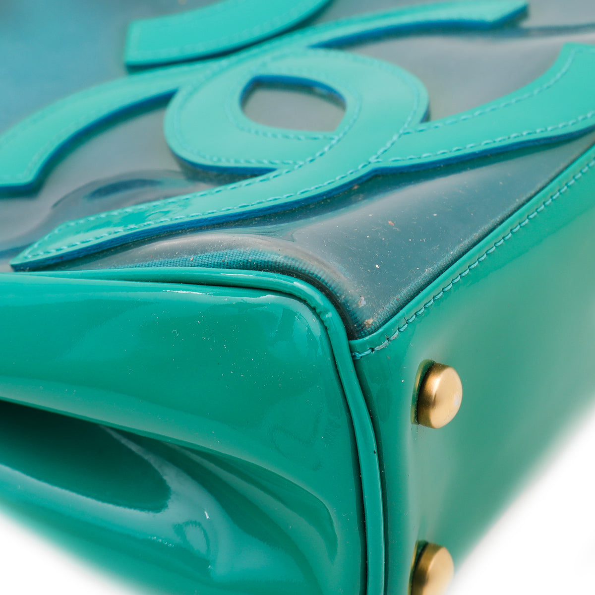 Chanel Green Vinyl CC Logo Beach Tote Bag-Chanel-THE CLOSET