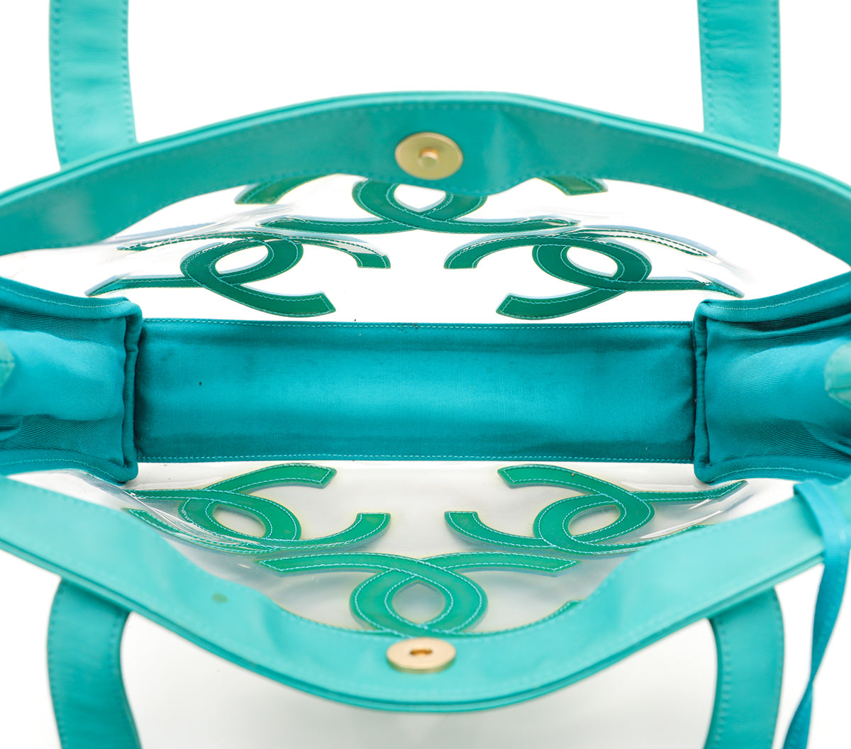 Chanel Green Vinyl CC Logo Beach Tote Bag-Chanel-THE CLOSET