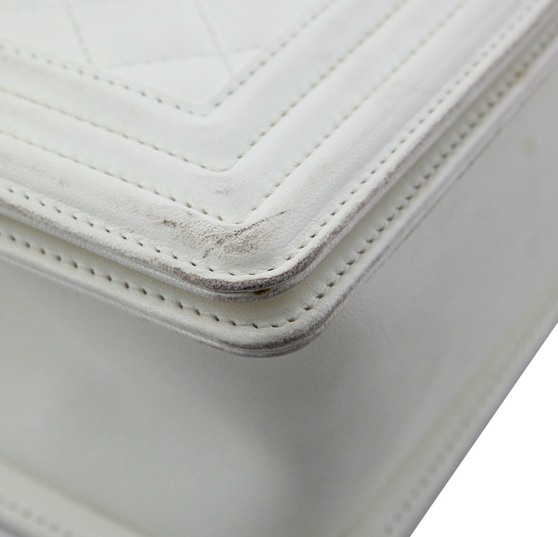 Chanel White Ecru Le Boy Medium-Chanel-THE CLOSET