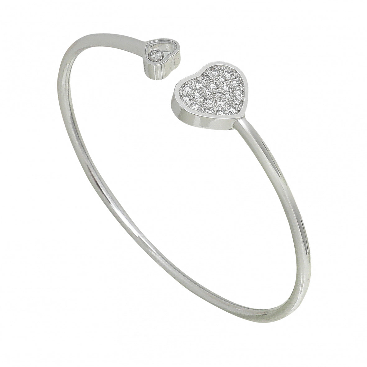 Chopard 18K White Gold Diamond Happy Heart Bracelet Small-Chopard-THE CLOSET
