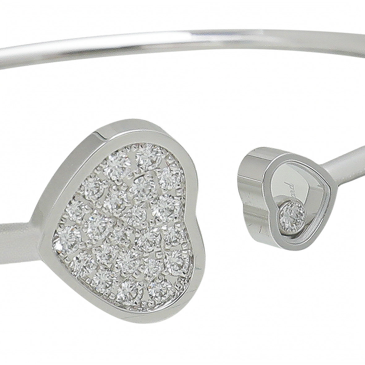 Chopard 18K White Gold Diamond Happy Heart Bracelet Small-Chopard-THE CLOSET