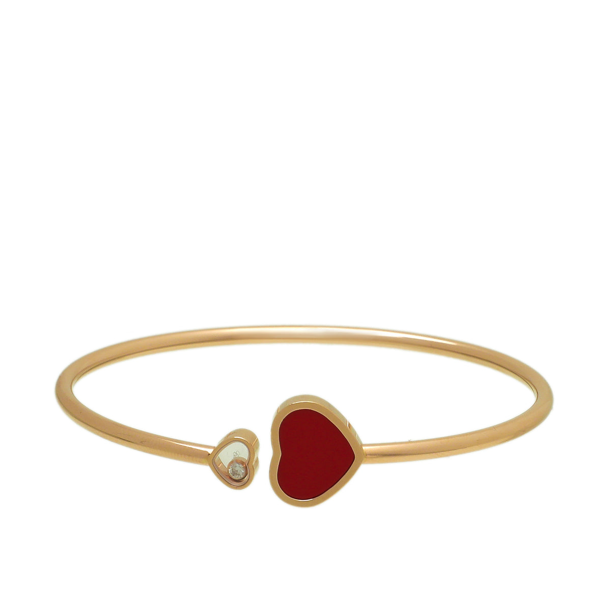 Chopard 18K Rose Gold Carnelian Diamond Happy Hearts Bracelet-Chopard-THE CLOSET