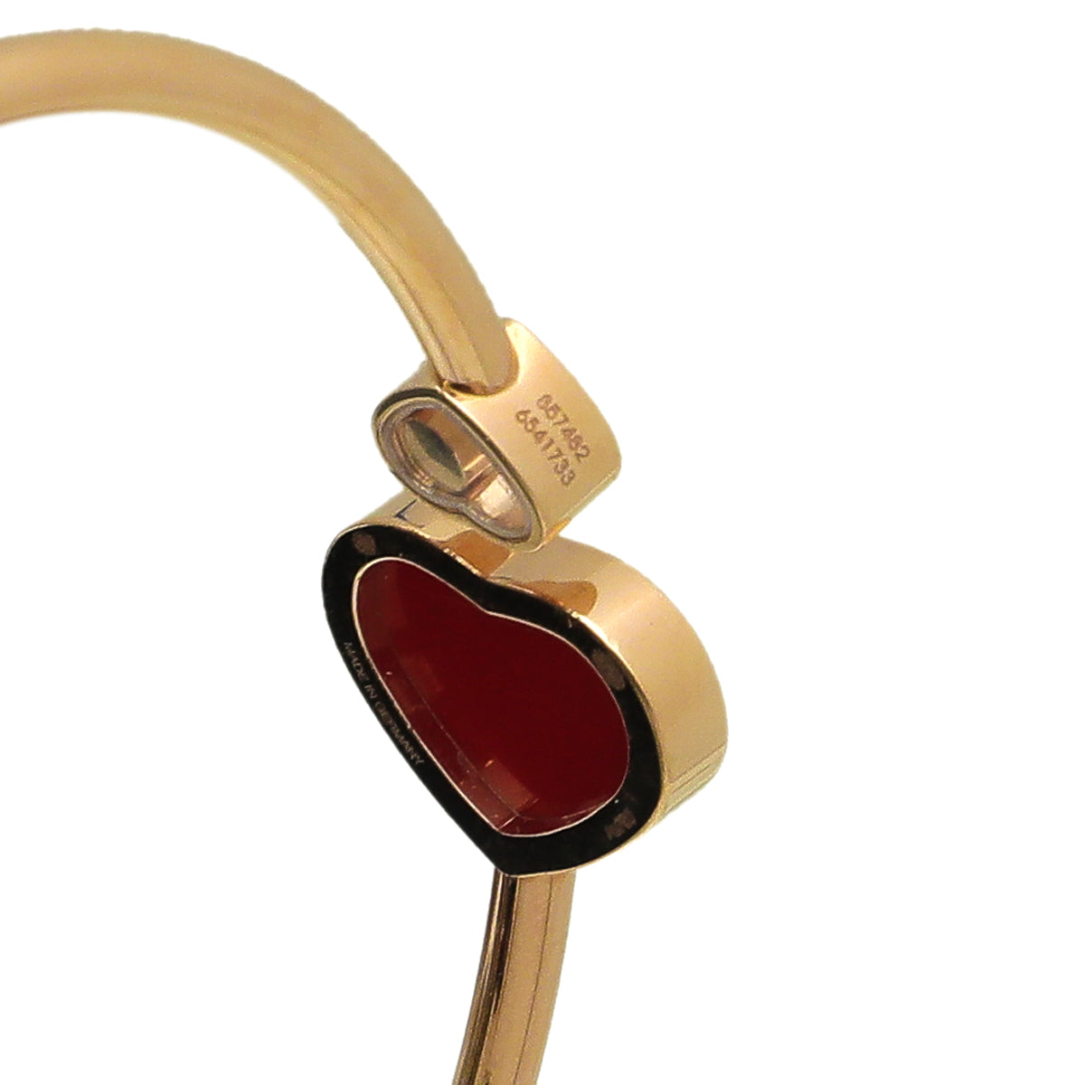 Chopard 18K Rose Gold Carnelian Diamond Happy Hearts Bracelet-Chopard-THE CLOSET