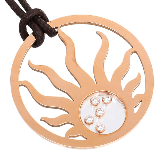 Chopard 18K Pink Gold Diamond Happy Sun Cord Necklace