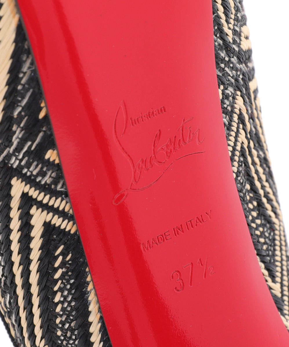 Christian Louboutin Bicolor Aztec Raffia Daffodile Platform Pumps 37.5-Christian Louboutin-THE CLOSET