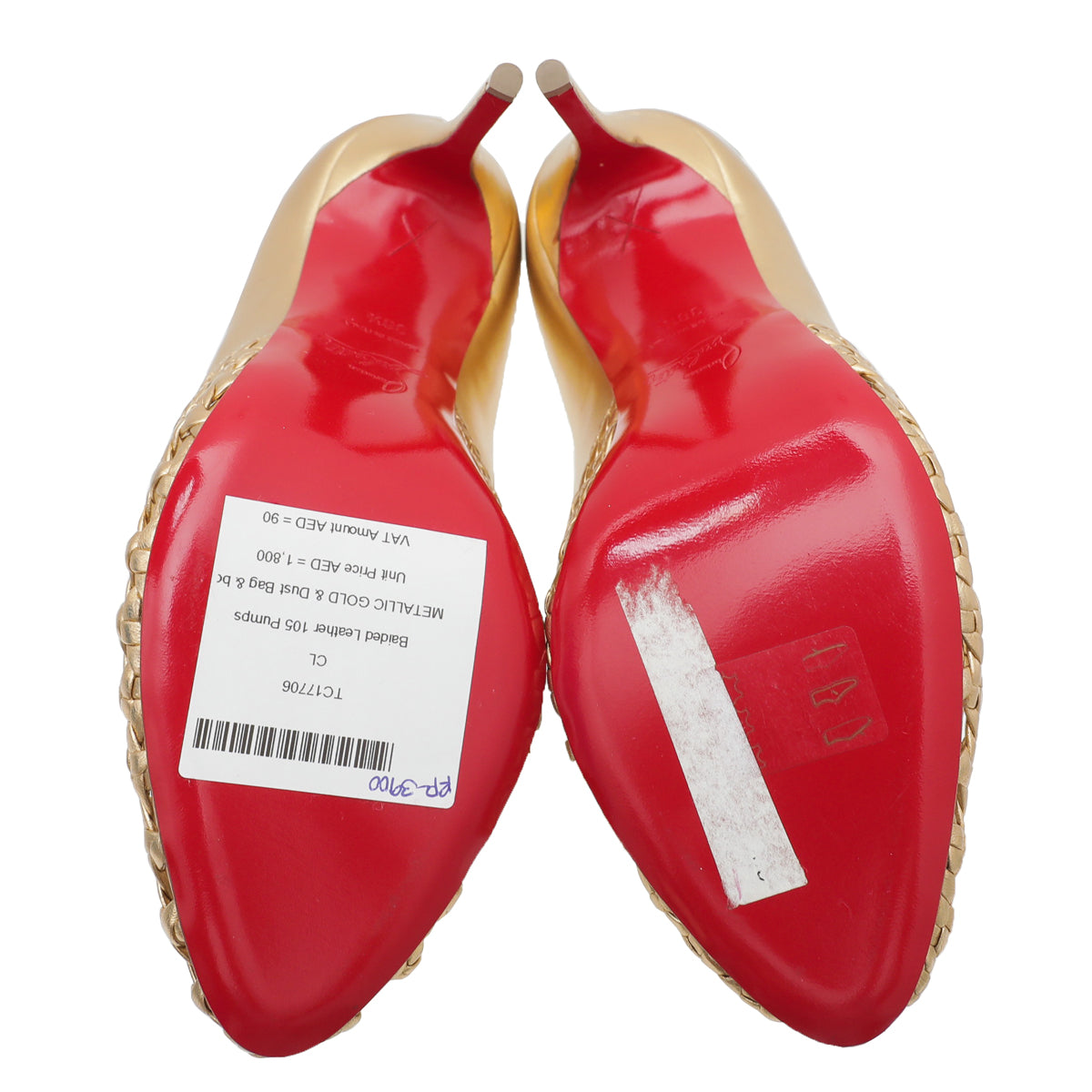 Christian Louboutin Metallic Gold Braided 105 Pumps 38.5-Christian Louboutin-THE CLOSET