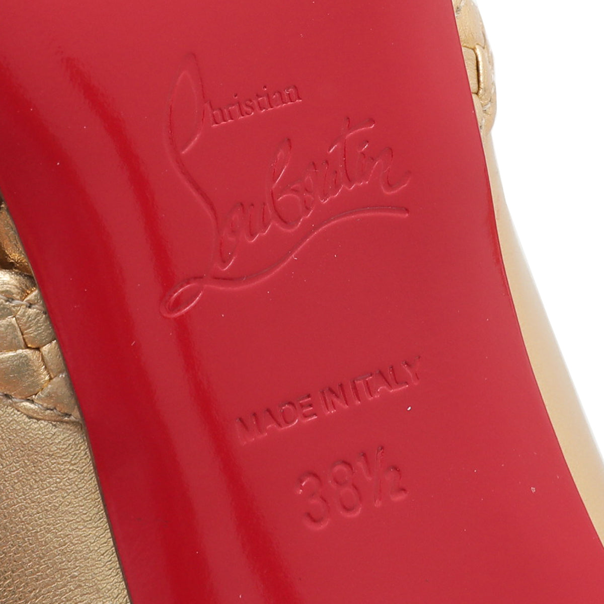 Christian Louboutin Metallic Gold Braided 105 Pumps 38.5-Christian Louboutin-THE CLOSET