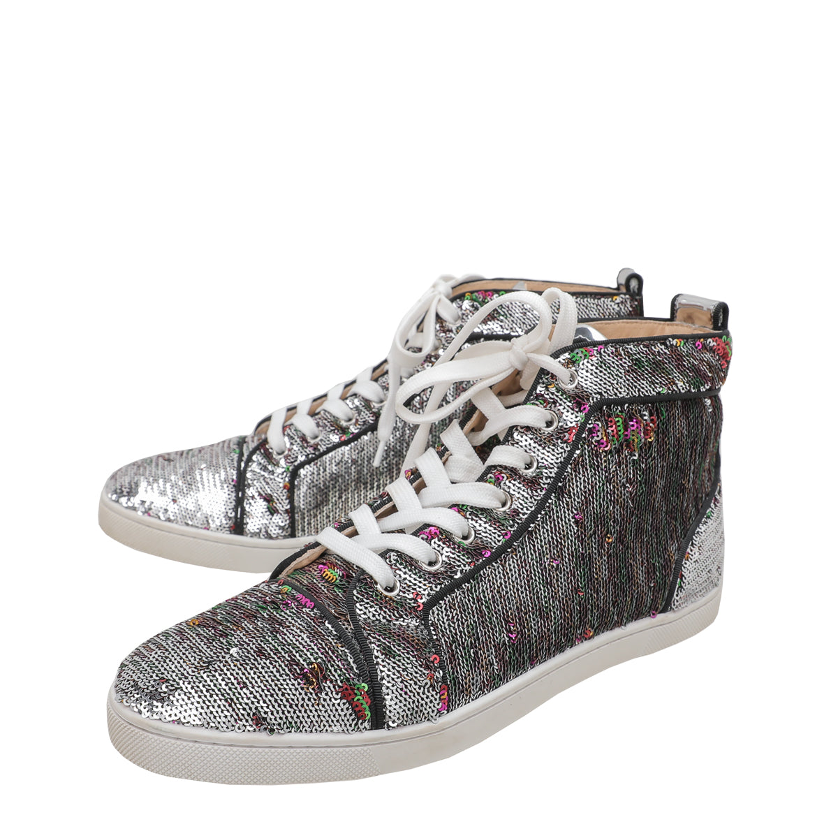 Christian Louboutin Silver Multicolor Sequins Bip Bip Orlato Sneakers 40-Christian Louboutin-THE CLOSET