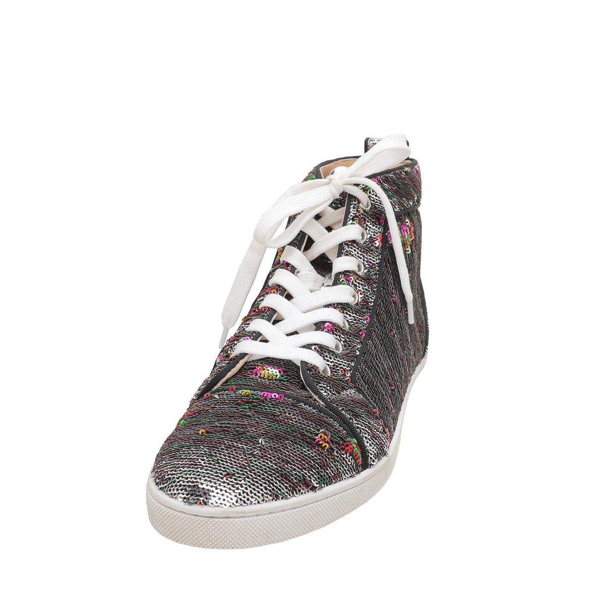 Christian Louboutin Silver Multicolor Sequins Bip Bip Orlato Sneakers 40-Christian Louboutin-THE CLOSET
