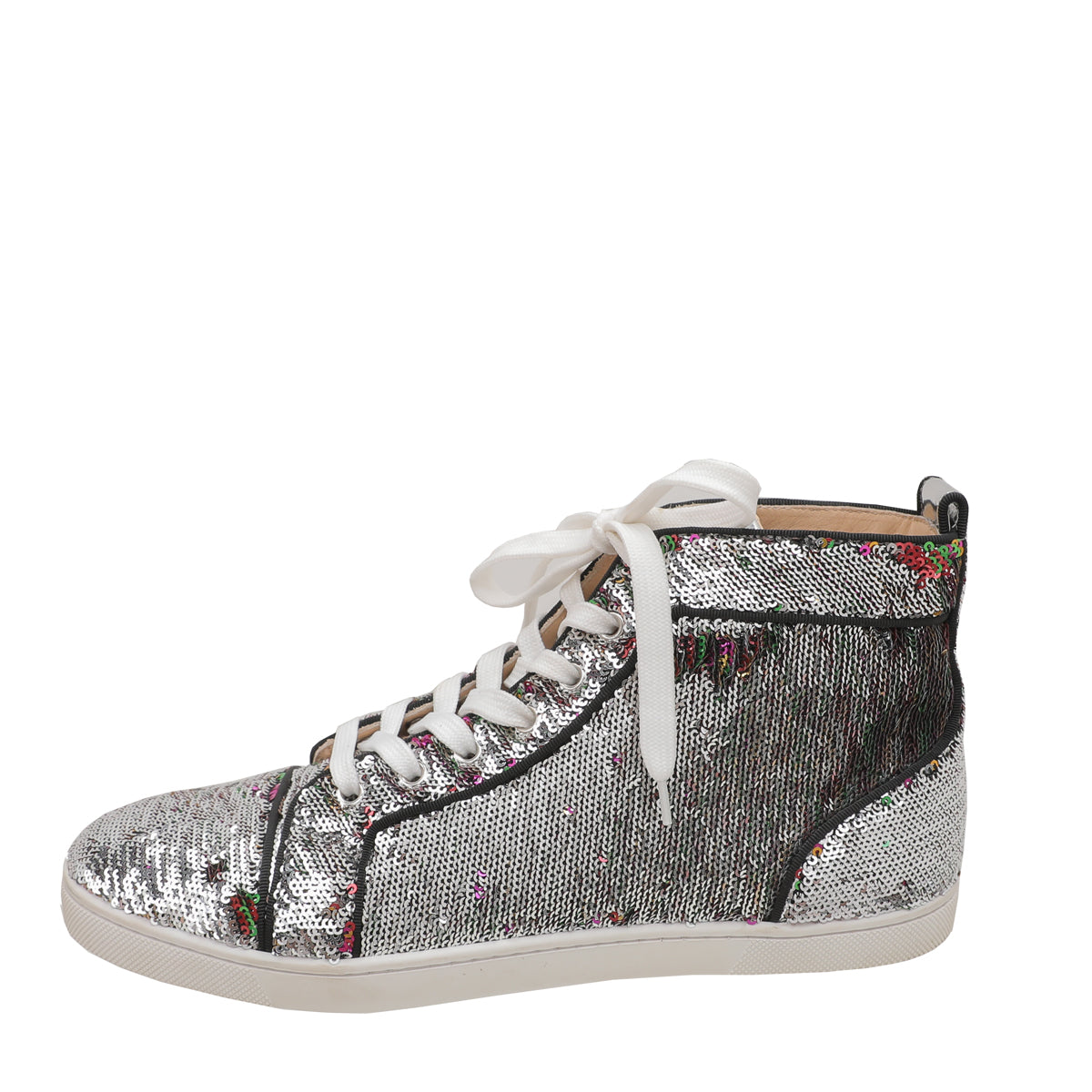 Christian Louboutin Silver Multicolor Sequins Bip Bip Orlato Sneakers 40-Christian Louboutin-THE CLOSET