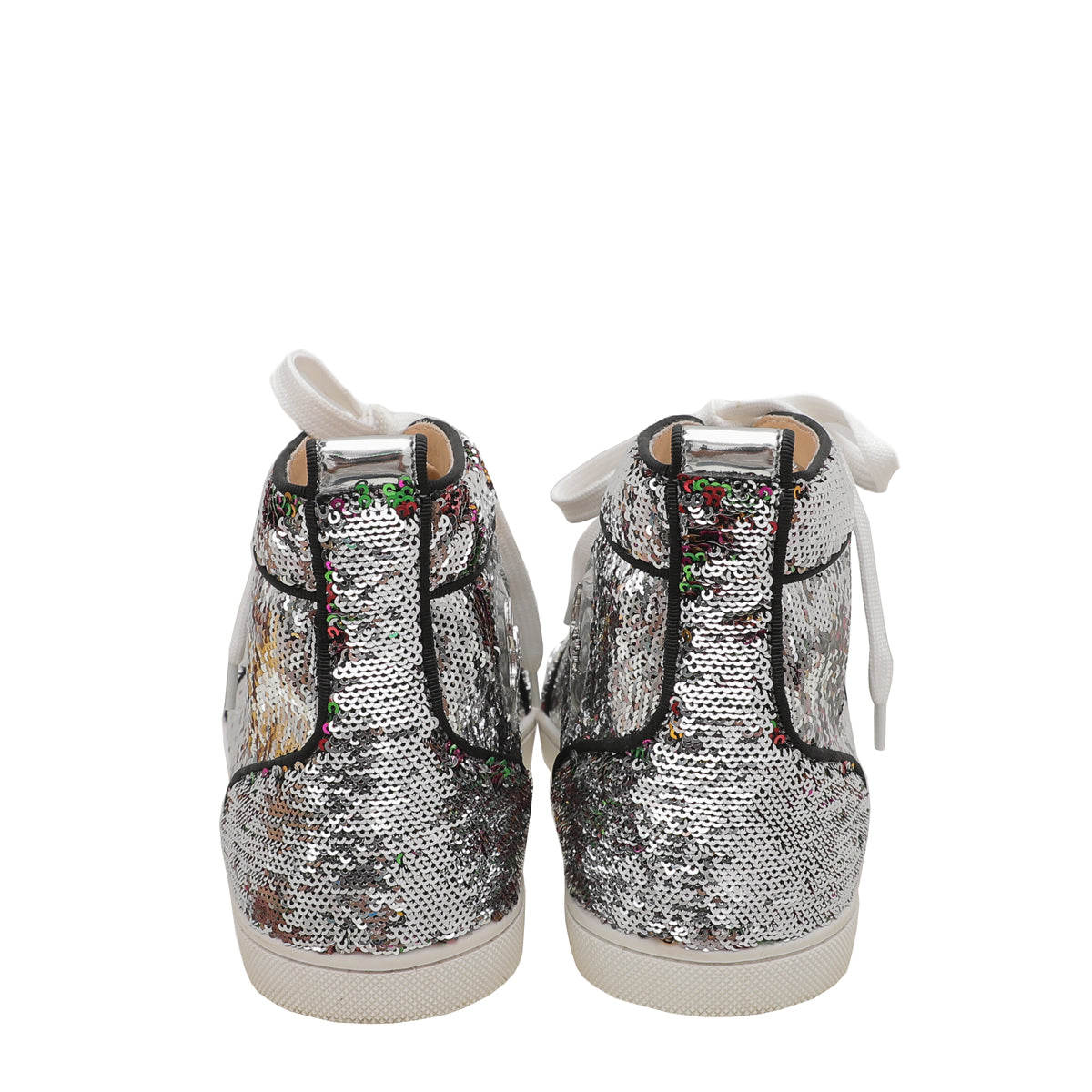 Christian Louboutin Silver Multicolor Sequins Bip Bip Orlato Sneakers 40-Christian Louboutin-THE CLOSET