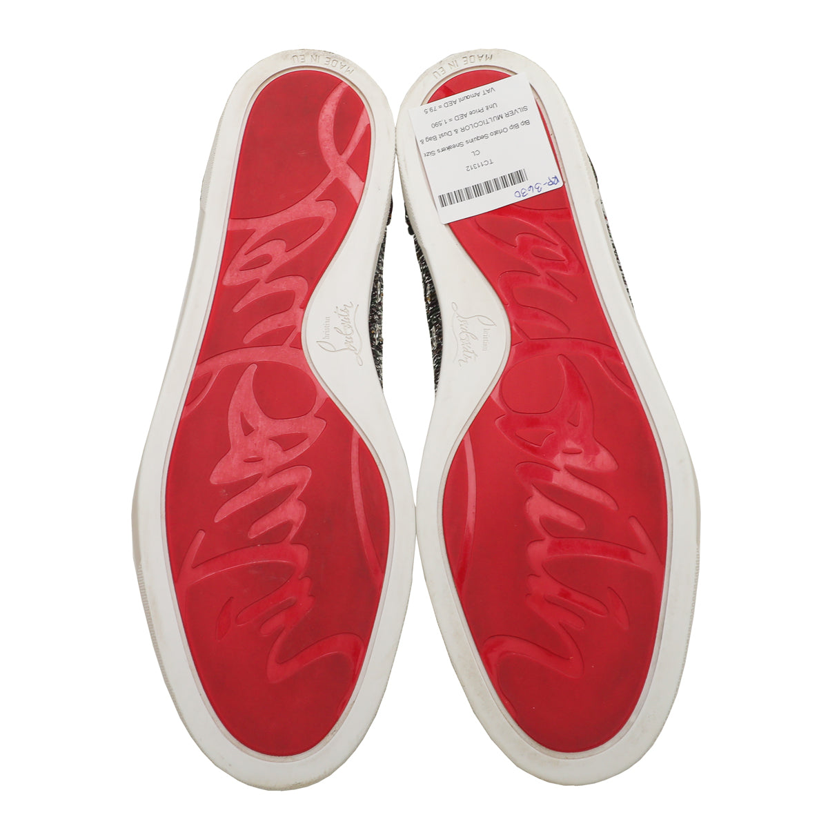 Christian Louboutin Silver Multicolor Sequins Bip Bip Orlato Sneakers 40-Christian Louboutin-THE CLOSET