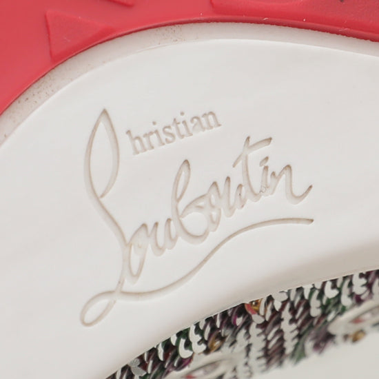 Christian Louboutin Silver Multicolor Sequins Bip Bip Orlato Sneakers 40