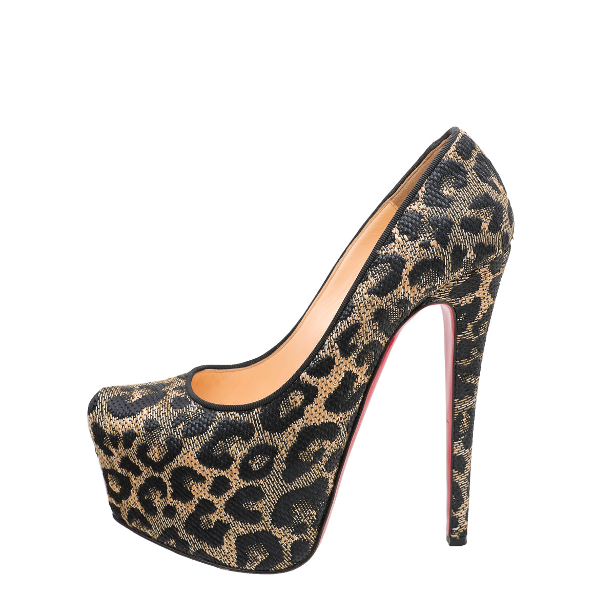 Christian Louboutin Bicolor Raffia Daffodil Leopard Weave 160mm 39.5-Christian Louboutin-THE CLOSET