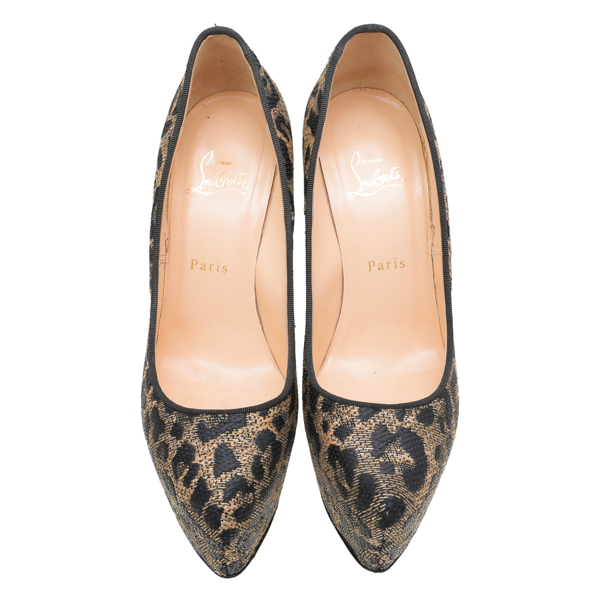 Christian Louboutin Bicolor Raffia Daffodil Leopard Weave 160mm 39.5-Christian Louboutin-THE CLOSET