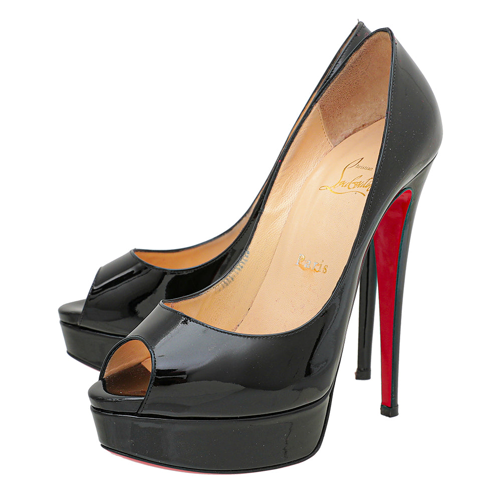 Christian Louboutin Black Lady Peep 150mm 38-Christian Louboutin-THE CLOSET