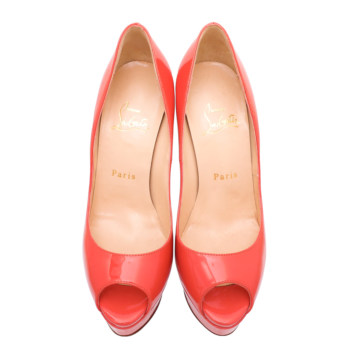 Christian Louboutin Peach Lady Peep Platform Pump 37-Christian Louboutin-THE CLOSET