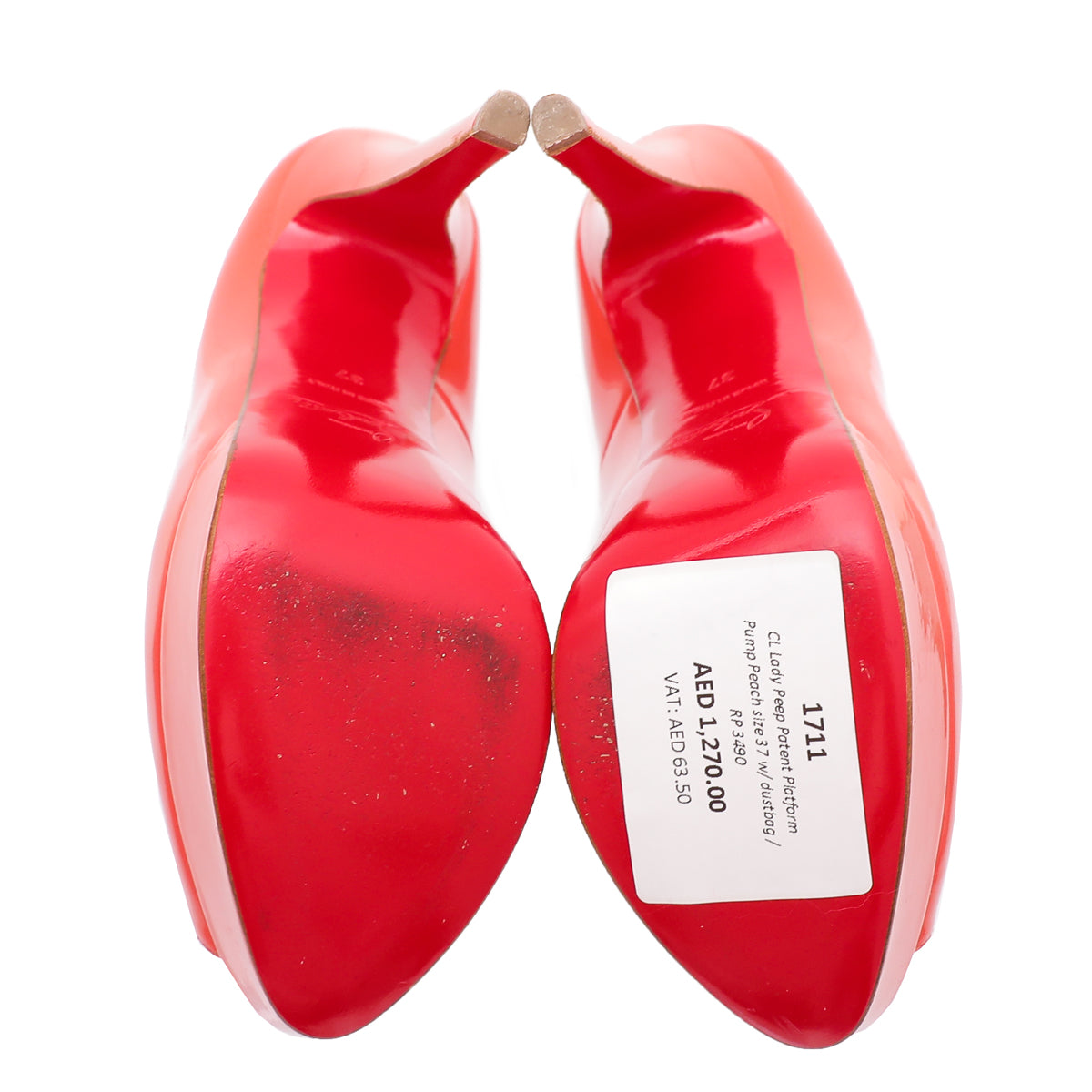 Christian Louboutin Peach Lady Peep Platform Pump 37-Christian Louboutin-THE CLOSET