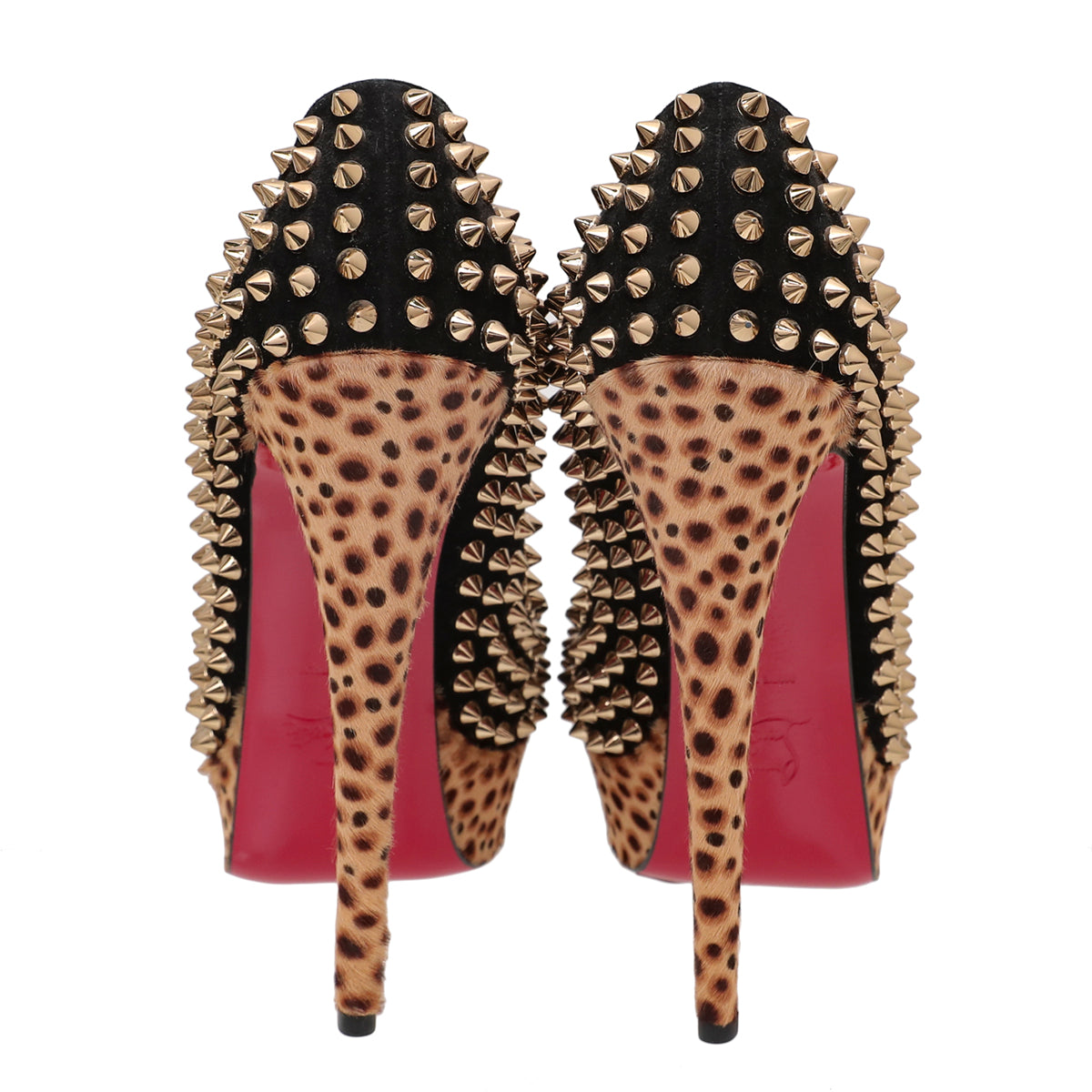 Christian Louboutin Bicolor Lady Spike Peep Fur Pump 150mm 40-Christian Louboutin-THE CLOSET
