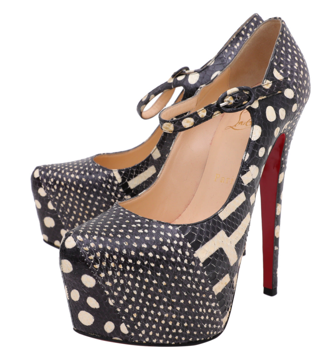 Christian Louboutin Bicolor Monochrom Python Daffodile Mary Jane Platform 37.5-Christian Louboutin-THE CLOSET